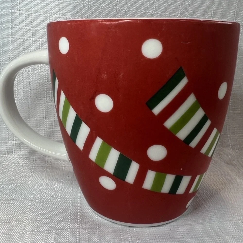 CRATE & BARREL HOLIDAY SEASONAL CHRISTMAS REINDEER W/SCARF RED MUG CUP